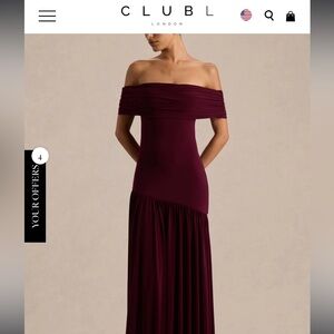 Club L London Off-Shoulder Burgundy Dress